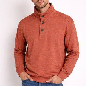 GH Bass Co Sweater Medium 1/4 Button Henley Pullover Rust Orange Classic Preppy